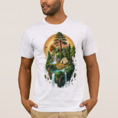 T-Shirt Île Flottante Camping Cascade Forêt (Devant)