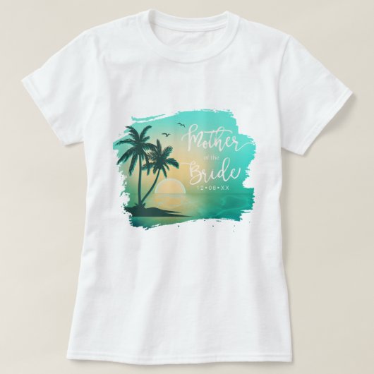 T-shirt Ile tropicale Mère de la Mariée ID Turquoise581 (Design devant)