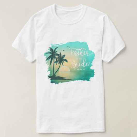 T-shirt Île tropicale Père de la mariée ID Turquoise581 (Design devant)