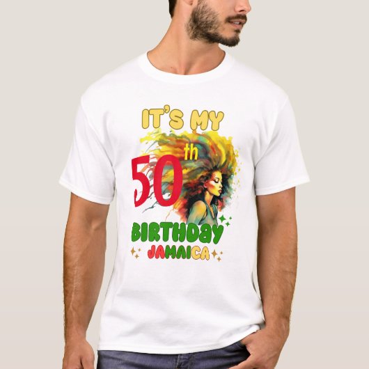 T-shirt Ile Vibes Jamaïque Anniversaire Groupe de Filles C (Devant)