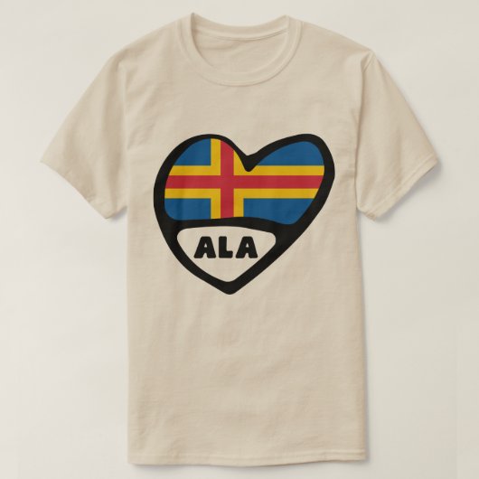 T-shirt Îles Åland Code du pays Coeur du drapeau (Design devant)