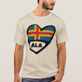 T-shirt Îles Åland Code du pays Coeur du drapeau (Devant)