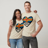 T-shirt Îles Åland Code du pays Coeur du drapeau (Unisexe)