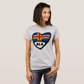 T-shirt Îles Åland Code du pays Coeur du drapeau (Devant entier)