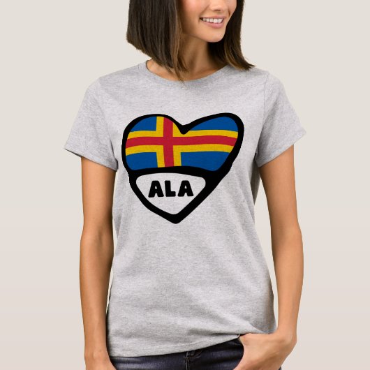 T-shirt Îles Åland Code du pays Coeur du drapeau (Devant)