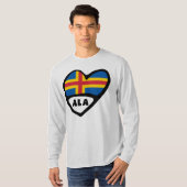 T-shirt Îles Åland Code du pays Coeur du drapeau (Devant entier)