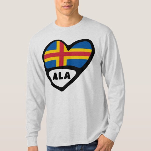 T-shirt Îles Åland Code du pays Coeur du drapeau (Devant)