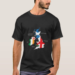 T-shirt Îles Britanniques Mer Irlande Écosse Pays de Galle