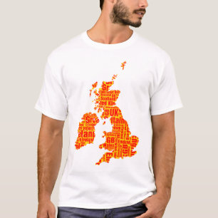 T-shirt Îles britanniques typographiques - Ambre et rouge