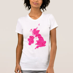 T-shirt Îles britanniques typographiques - Nuances de rose
