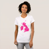 T-shirt Îles britanniques typographiques - Nuances de rose (Devant entier)