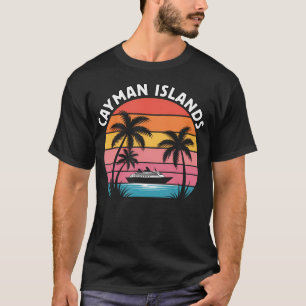 T-shirt Îles Caïmans Vacances Coucher de soleil Palmiers