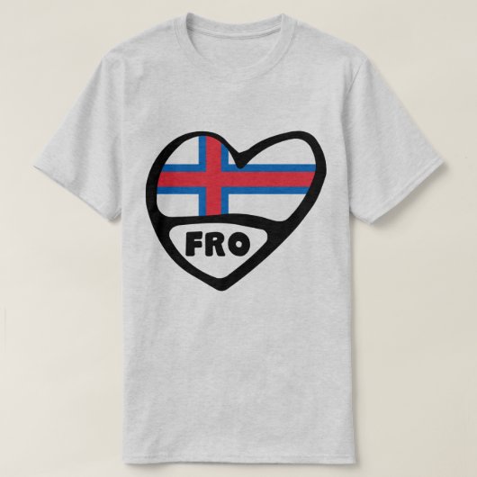 T-shirt Îles Féroé Code de pays Drapeau Cardiaque Badge (Design devant)