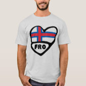 T-shirt Îles Féroé Code de pays Drapeau Cardiaque Badge (Devant)