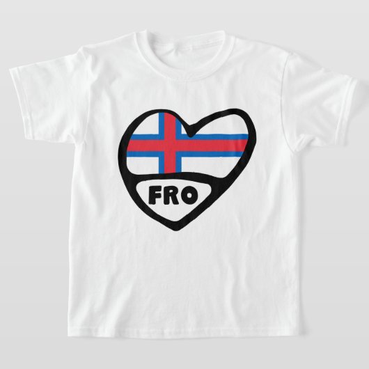 T-shirt Îles Féroé Code de pays Drapeau Cardiaque Badge (Poser)