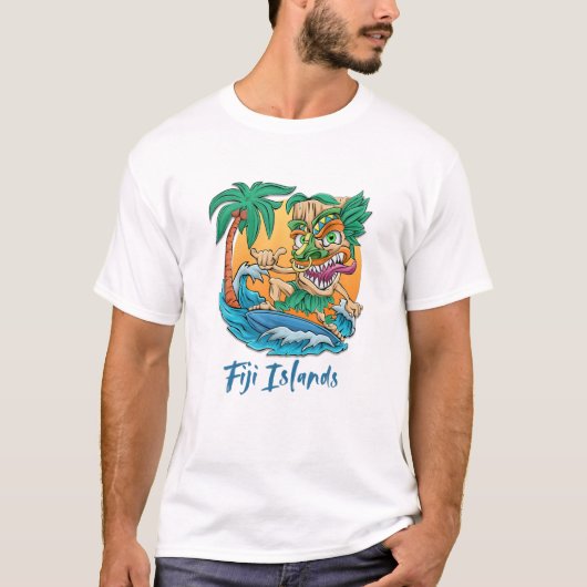 T-shirt Îles Fidji Vacances Surf Plage Trip Palm Tree (Devant)