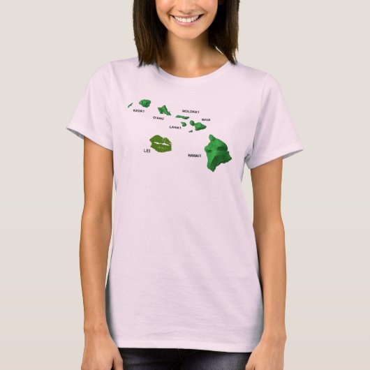 T-shirt Îles hawaïennes avec l'île rarement vue de Lei (Devant)