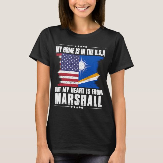T-shirt Îles Marshall Patriot Américain Grosse Maison Coeu (Devant)