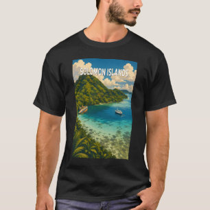 T-shirt Îles Salomon Illustration Art de voyage Vintage