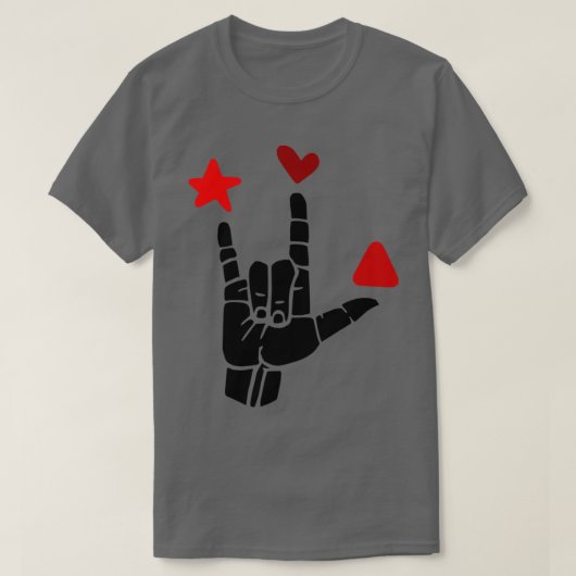 T-shirt ILL signe des formes rouges ASL Sign Language Desi (Design devant)