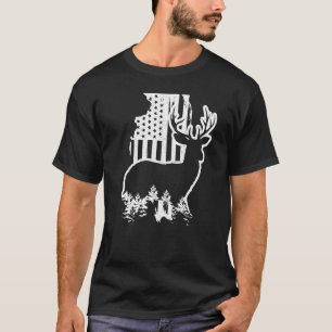 T-shirt Illinois Elk Chasse State Map US Drapeau Patriotiq