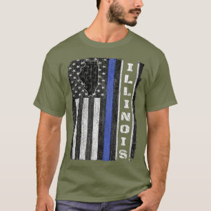 T-shirt Illinois Mince Ligne Bleue Semaine de police USA D