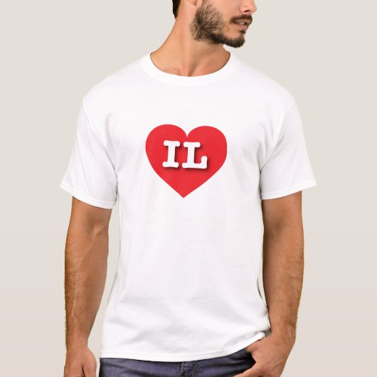 T-shirt Illinois Red Heart - I love IL (Devant)