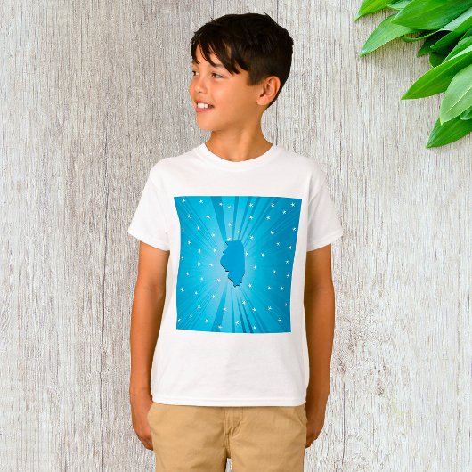 T-shirt Illinois State Silhouette Blue Starburst