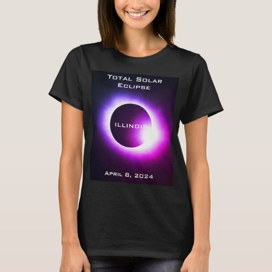 T-shirt ILLINOIS Total éclipse solaire 8 avril 2024 (Devant)