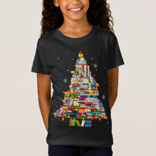T-Shirt Illuminations D'Arbre De La Bibliothèque De Noël P