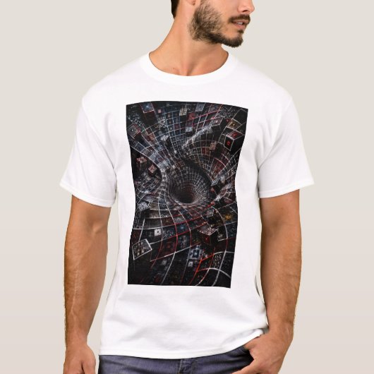 T-shirt Illusion 3D Grille Quantique (Devant)