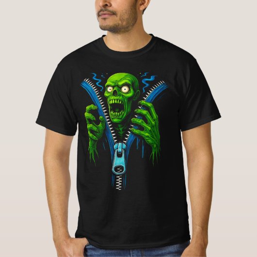 T-shirt Illusion de fermeture éclair zombie | Tee graphiqu (Devant)