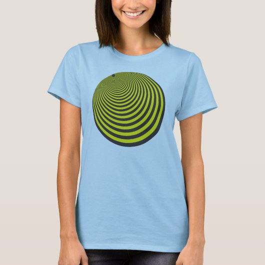 T-shirt Illusion de la sphère jaune et noire (Devant)