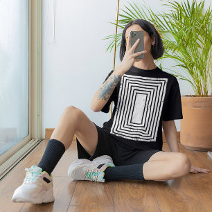 T-shirt Illusion d'optique de rectangle géométrique en dét