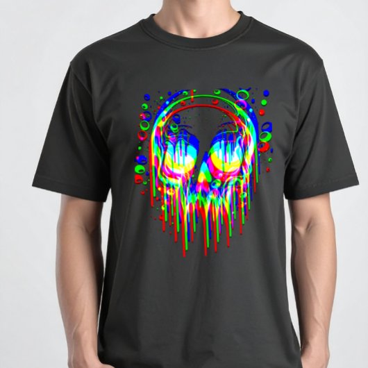 T-shirt Illusion d'un trippé du crâne - Psychedelic RGB Gl