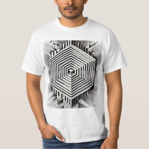 T-shirt Illusion géométrique Noir et blanc Abstrait