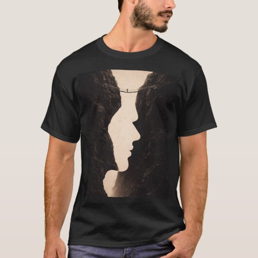 T-shirt Illusion optique stoïque, Art abstrait, Falaises, (Devant)
