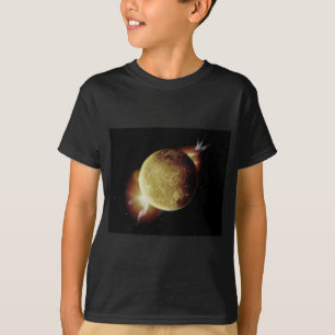 T-shirt illustration 3d de la planète jaune dans l'univers