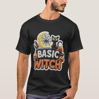T-shirt Illustration 3D de sorcière de base pour Halloween