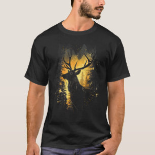 T-shirt Illustration 4 de faune et flore de cerf de forêt