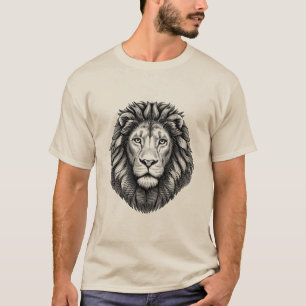 T-shirt Illustration à l'encre de tête de lion Art de safa