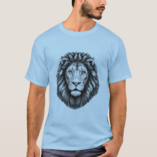 T-shirt Illustration à l'encre de tête de lion Art de safa
