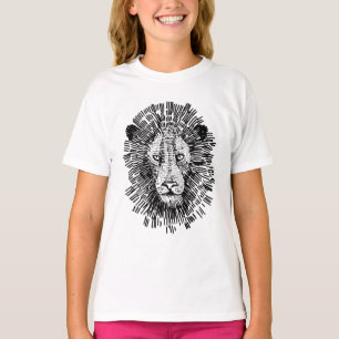 T-shirt Illustration abstraite de tête de lion audacieuse