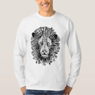 T-shirt Illustration abstraite de tête de lion audacieuse