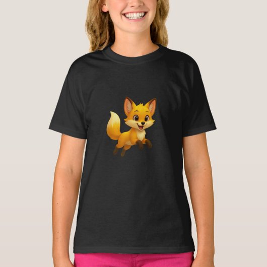 T-shirt Illustration adorable de Fox de dessin - Joli Joue (Devant)