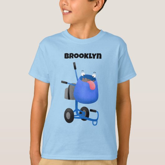 T-shirt Illustration amusante du mélangeur de ciment bleu (Devant)