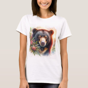 T-shirt illustration aquarelle d'ours malaisien fl