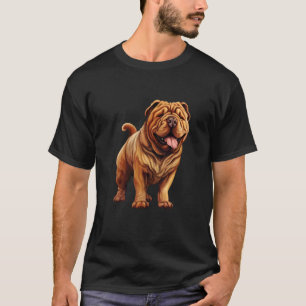 T-shirt Illustration artistique d'un chien Shar Pei adorab