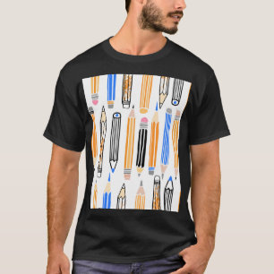 T-shirt Illustration au crayon de l'école tirée à la main