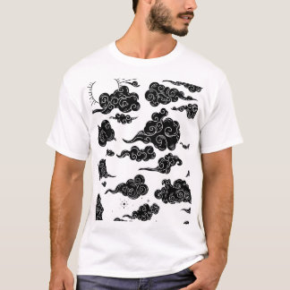 T-shirt Illustration Black Clouds White Sky